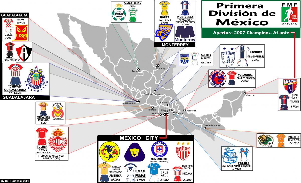 メキシコのスタジアムの地図