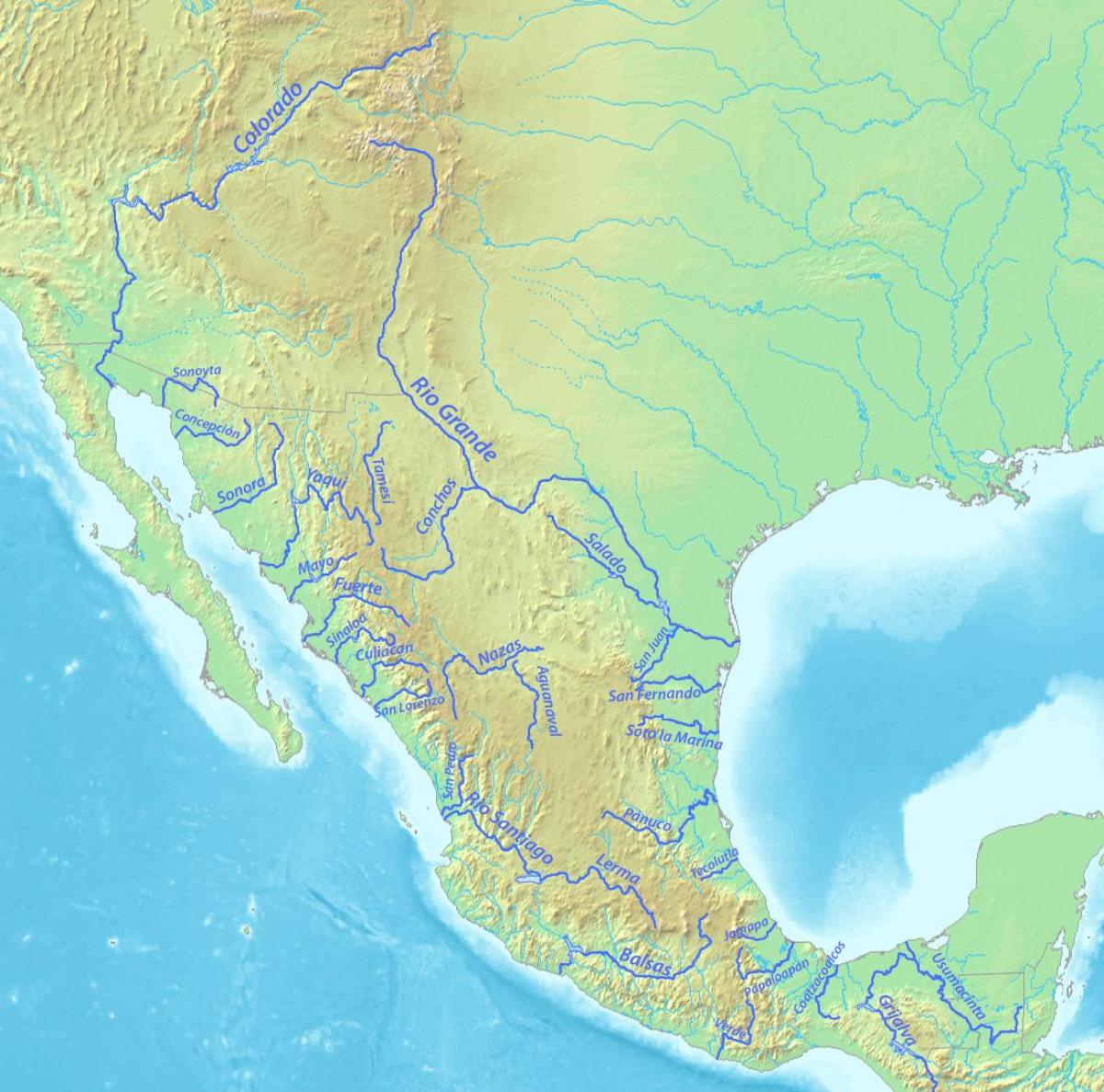 メキシコの河川地図