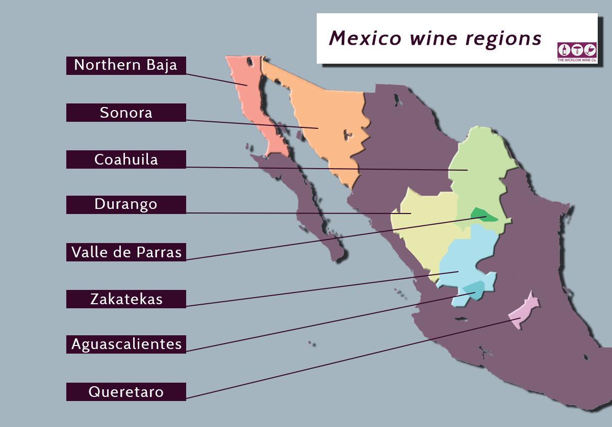 メキシコのブドウ畑の地図