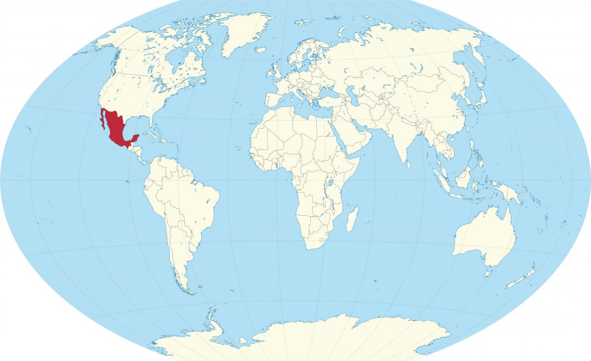 世界地図上のメキシコの位置