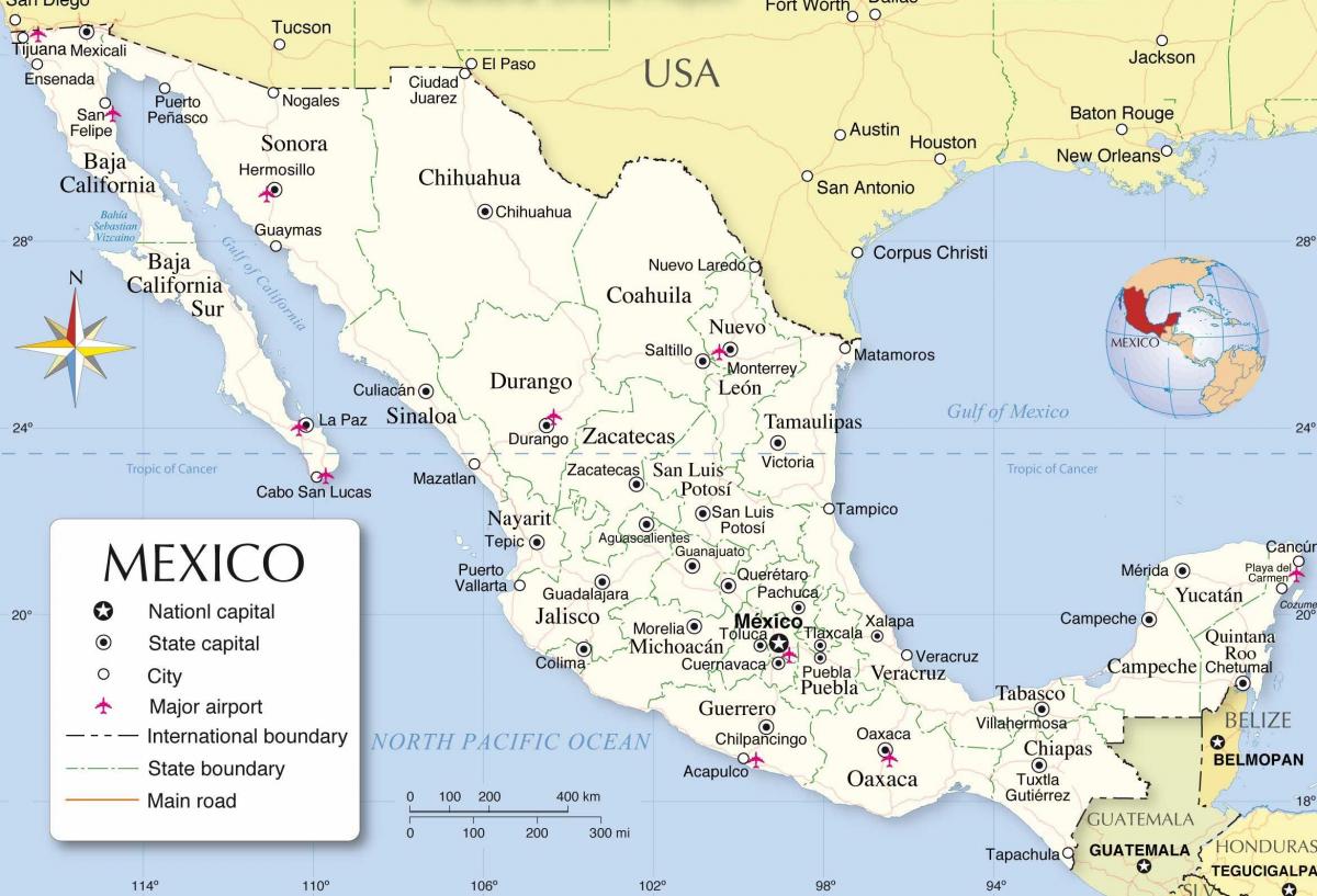 メキシコの国の地図