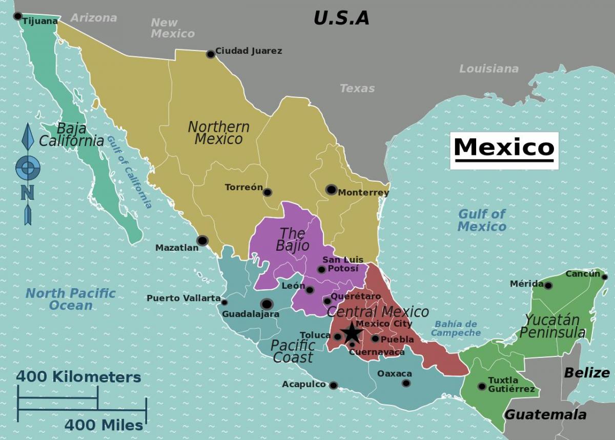 メキシコ 区域の地図