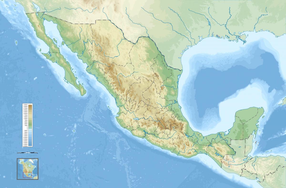メキシコの地形図