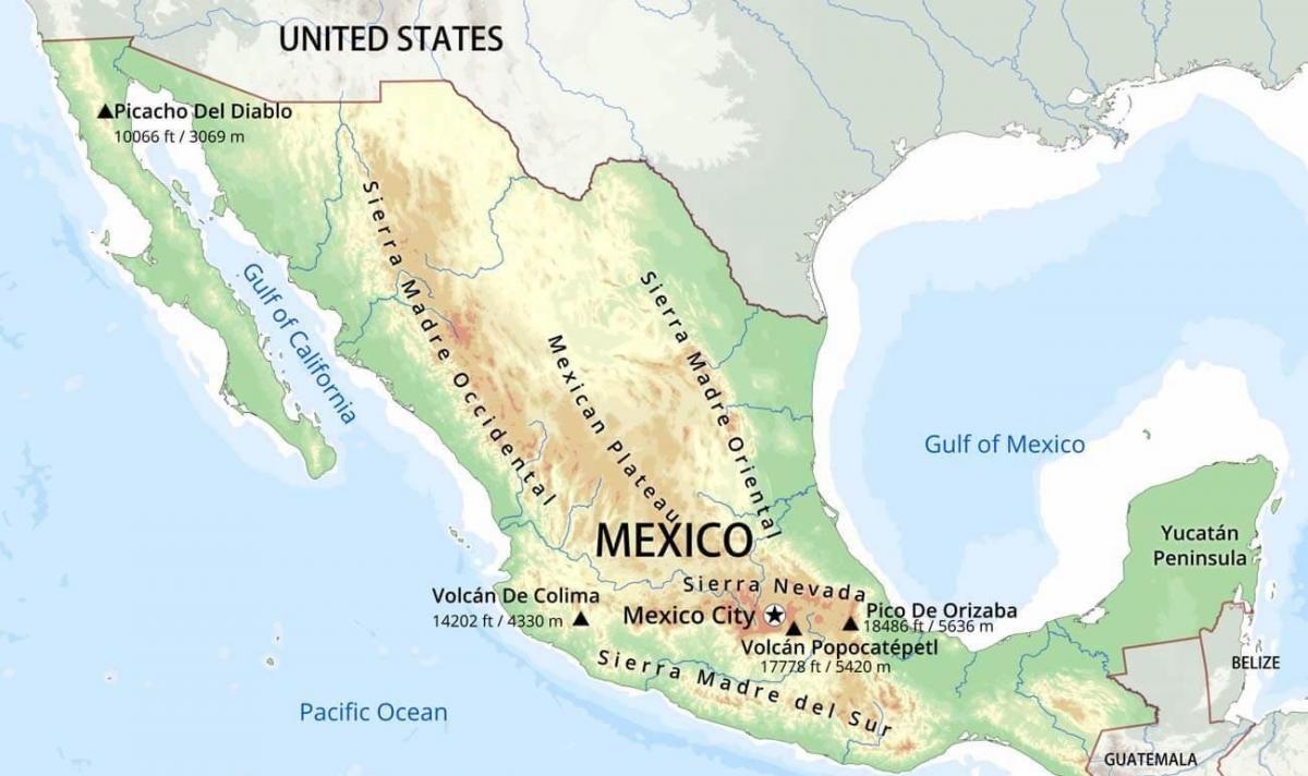 メキシコの山の地図