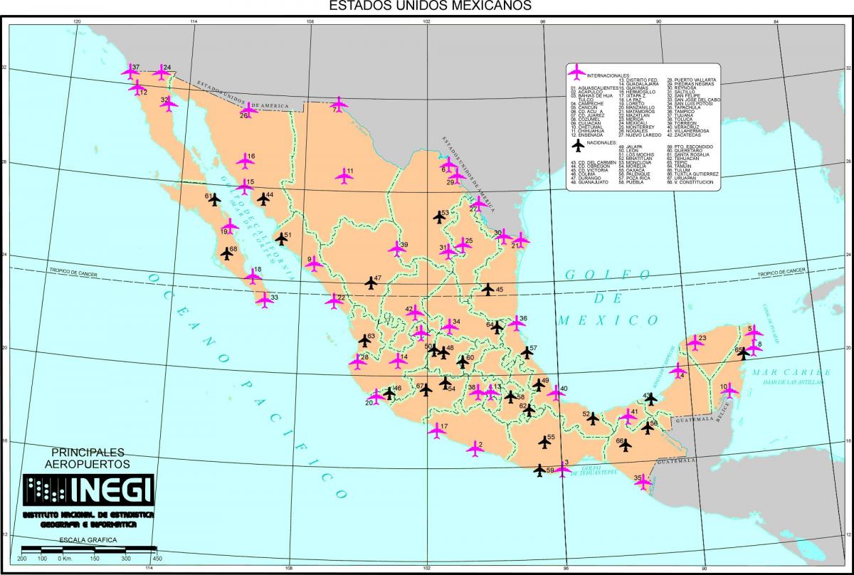 メキシコの空港の地図