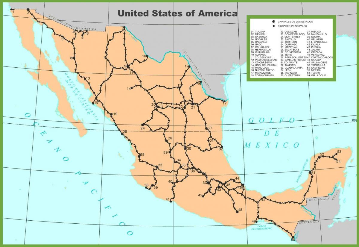 メキシコ鉄道路線図