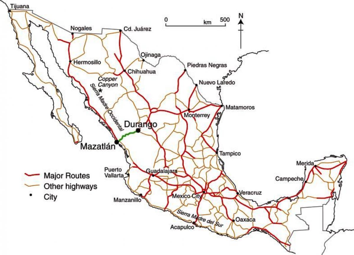 メキシコの高速道路地図