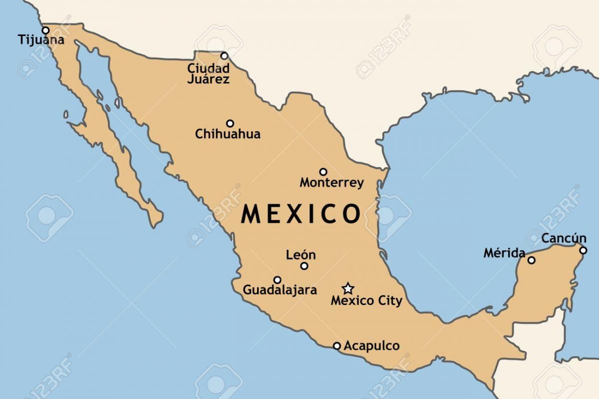 メキシコの主要都市の地図